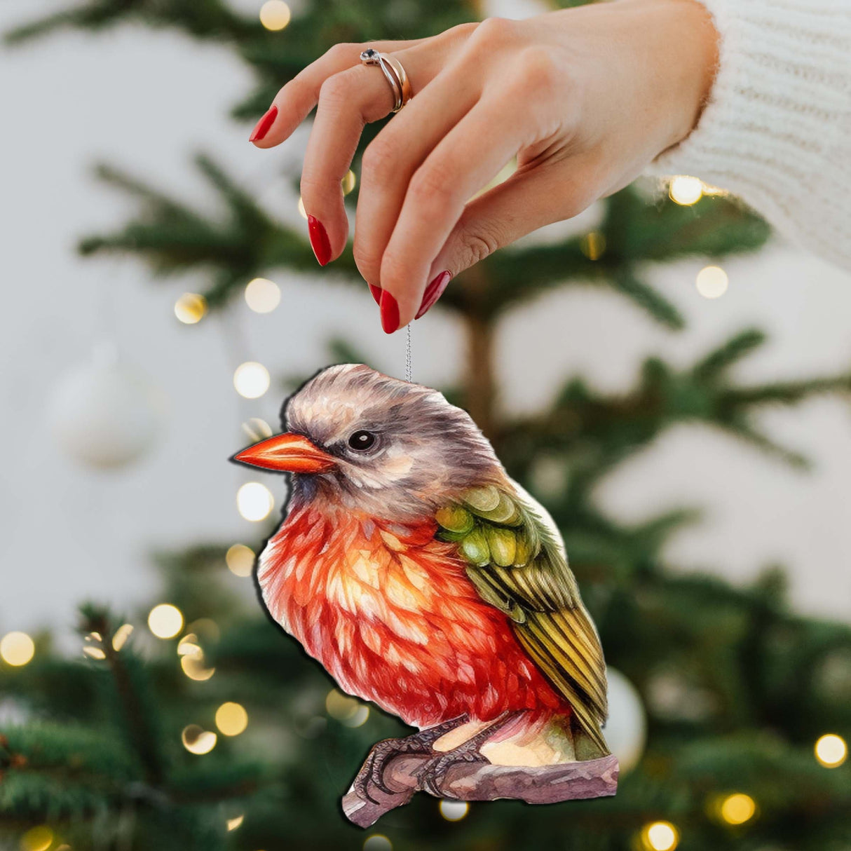 Enchanted Forest Bird Wooden Ornaments by G.Debrekht - Wildlife Holiday Decor - 8710005-3