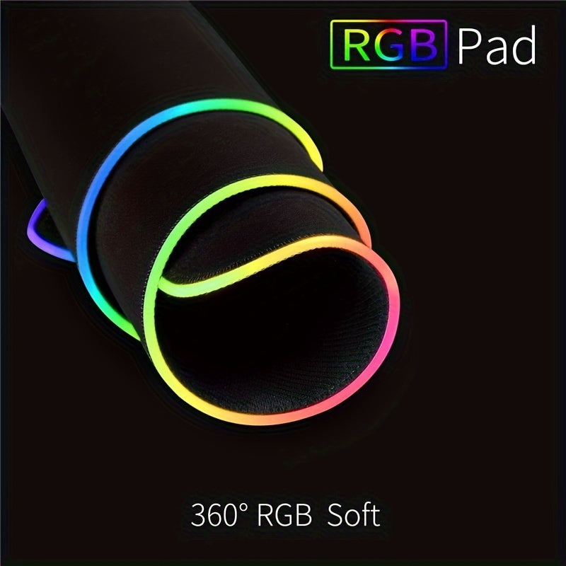 Alfombrilla de ratón RGB para juegos con control táctil, 15 modos de iluminación, alfombrilla de teclado extendida con base de goma antideslizante - 80 x 30 cm