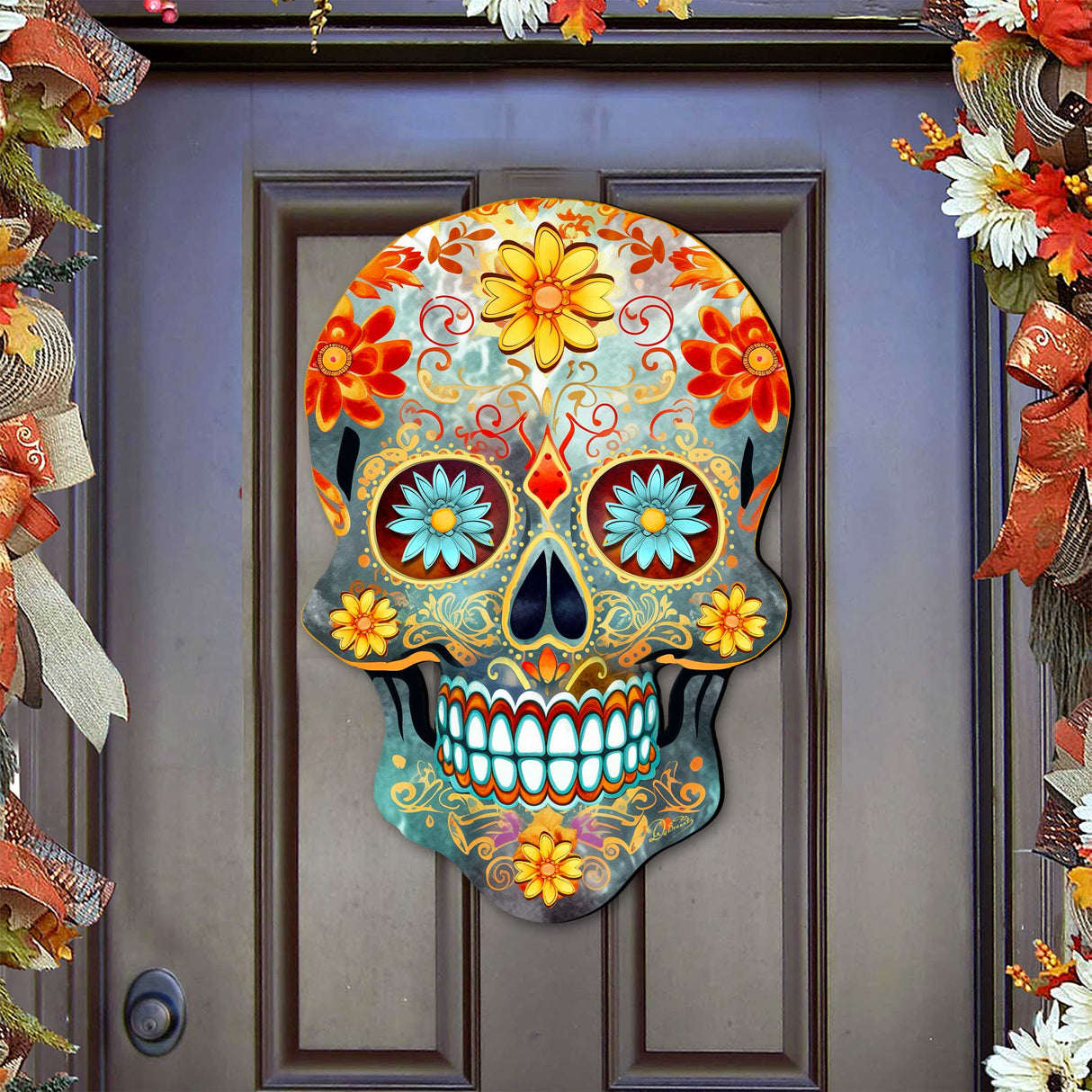 Decoración navideña de calavera de azúcar para puerta de G. DeBrekht - Decoración de Halloween - 8652793H