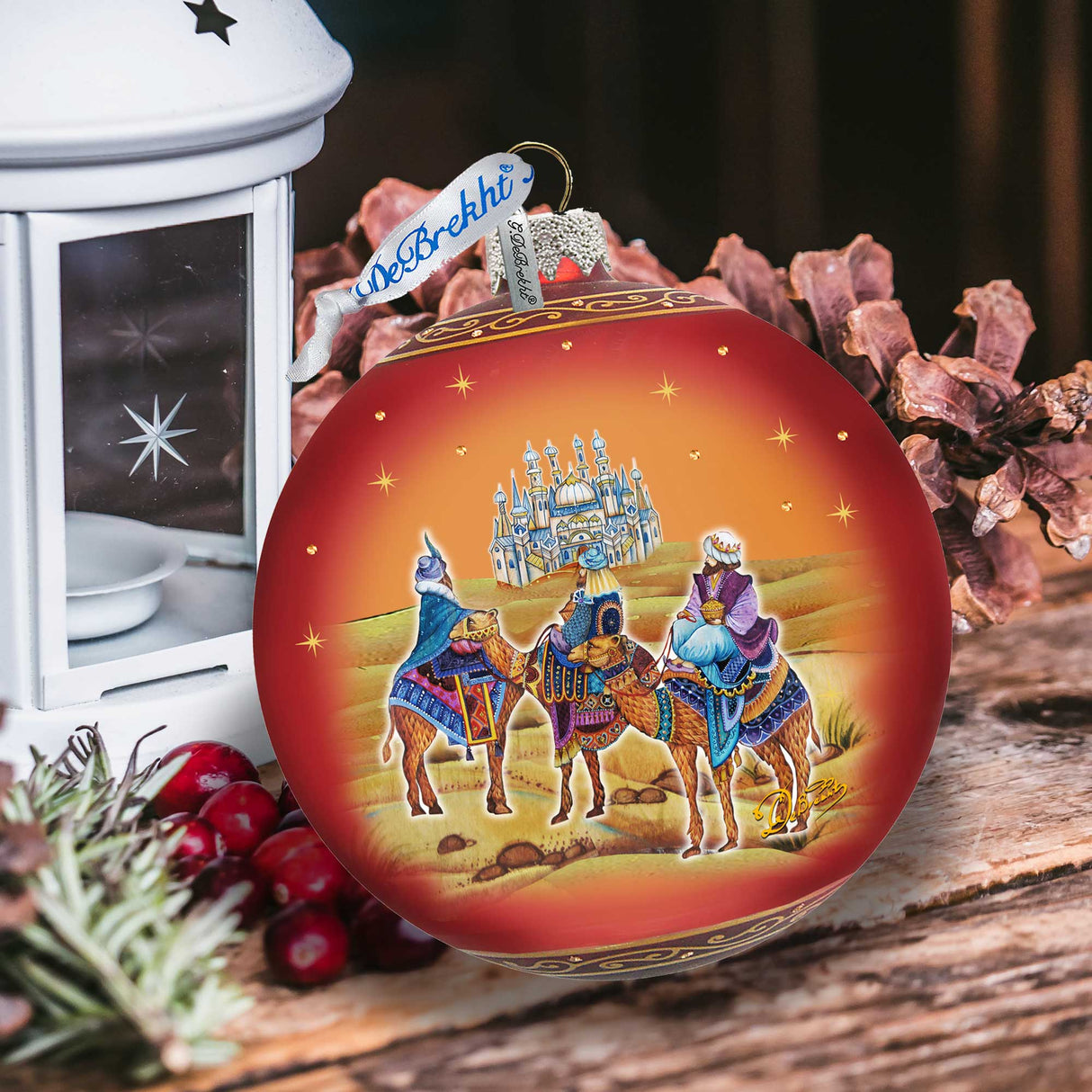The Journey of the Three Wise Men Glass Ornament Limited Edition by G. DeBrekht - Inspirational Nativity Decor - 73860-3