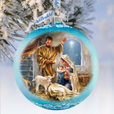A Child is Born - Nativity Scene Large Glass Ornament by Art by D. Gelsinger- Nativity Holiday Decor - 73951