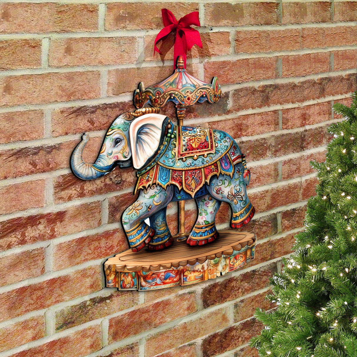 Carousel Elephant Holiday Door Decor  by G. Debrekht - Christmas Decor - 8611029-2H