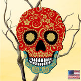 Day of the Dead Decorated Skull Wooden Ornaments by G. DeBrekht - Thanksgiving Halloween Decor - 8198443-2