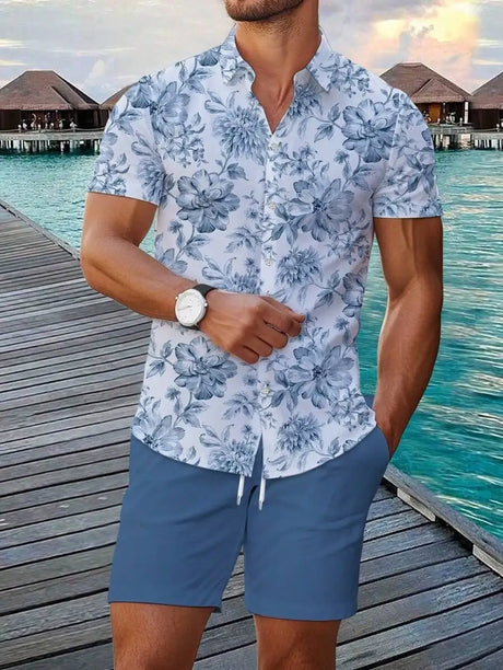 3D Digital Printing Men's Casual Loose Shirt Shorts - Lootquake