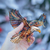 Adornos de madera de águila calva en vuelo de G.Debrekht - Decoración navideña con temática de vida silvestre - 8710101-3