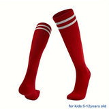 1 par de calcetines deportivos a rayas hasta la rodilla para niños: transpirables y cómodos para baloncesto, fútbol y running.