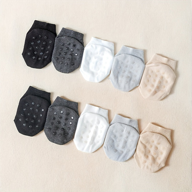 10 Pairs Of Baby Boy's Solid No Show Socks, Comfy Breathable Casual Soft Elastic Socks For Babies Indoor Outdoor Activities