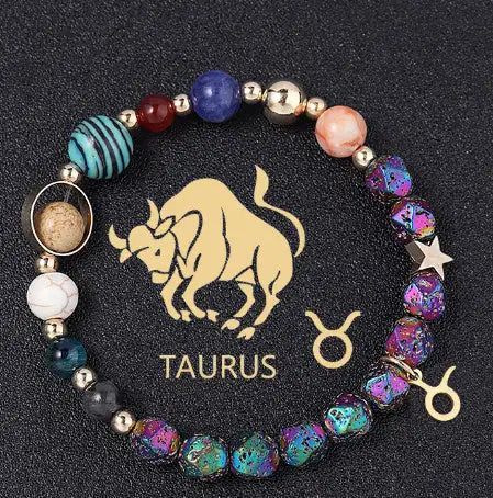 Natural Volcanic Rock Electroplating Twelve Constellations Bracelets - Lootquake