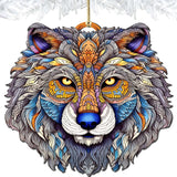 Ornamental Wolf Face Wooden Ornaments by G.Debrekht - Wildlife Holiday Decor - 8710125-2
