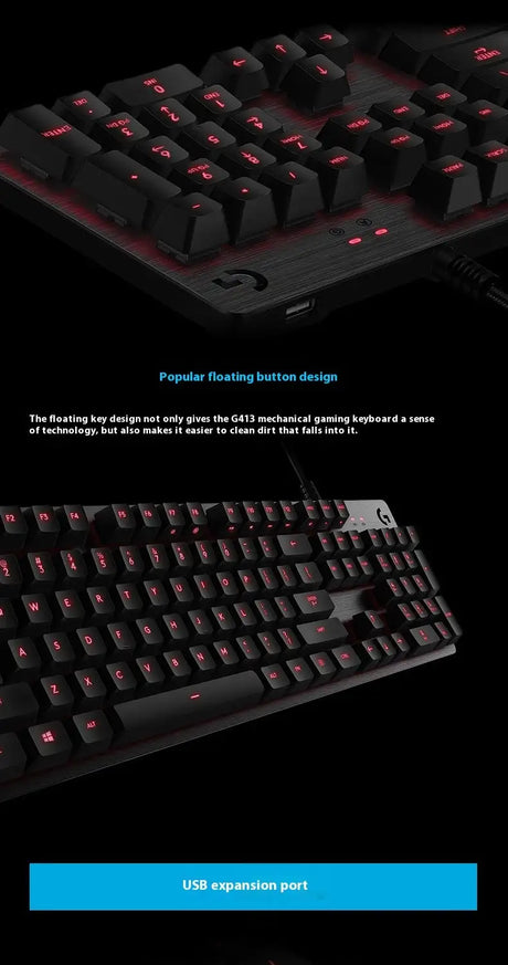 G413 Gaming Electronic Sports Mechanical Keyboard Desktop Backlight 104 Key Metal Panel - Lootquake