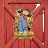 Front Door Fall Decoration Harvest Scarecrow Sign - Cornucopia - Rustic Handmade Gift Autumn Adornment by Susan Winget - 8471211H-SW