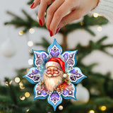 Adornos de madera con forma de copo de nieve de Papá Noel sonriente de G. Debrekht - Decoración navideña de Papá Noel y muñeco de nieve - 8688423