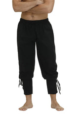 Mens Pirate Pants Ankle Banded Cuff Renaissance Pants Medieval Viking Navigator Pirate Costume Trousers Gothic Pants Black 3X-Large - Lootquake