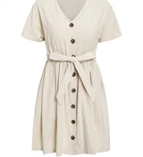 Short V-neck Summer Dresses - Lootquake
