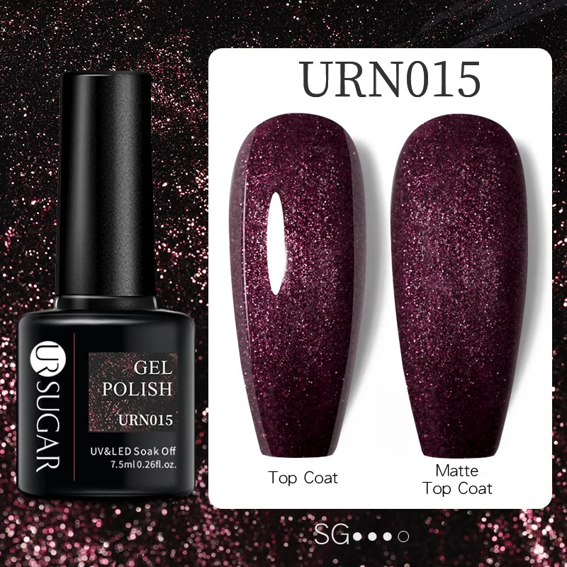 URSUGAR 7.5ml Solid Color Gel Polsih Classic Matte Glossy DIY Nail Art Trendy Reflective Glitter Nail Gel UV LED Soak Off
