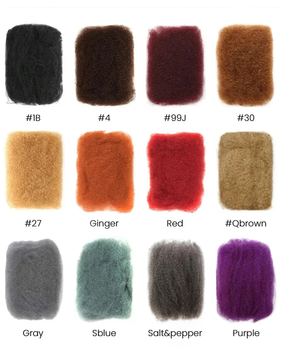 10"-22" Brazilian Remy Afro Kinky Bulk Human Hair for Braiding | 50g Natural Black Dreadlock & Twist Hair