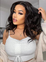 180% Density Body Wave Human Hair Wig | Transparent Lace Front, Middle Part & Pre-Plucked