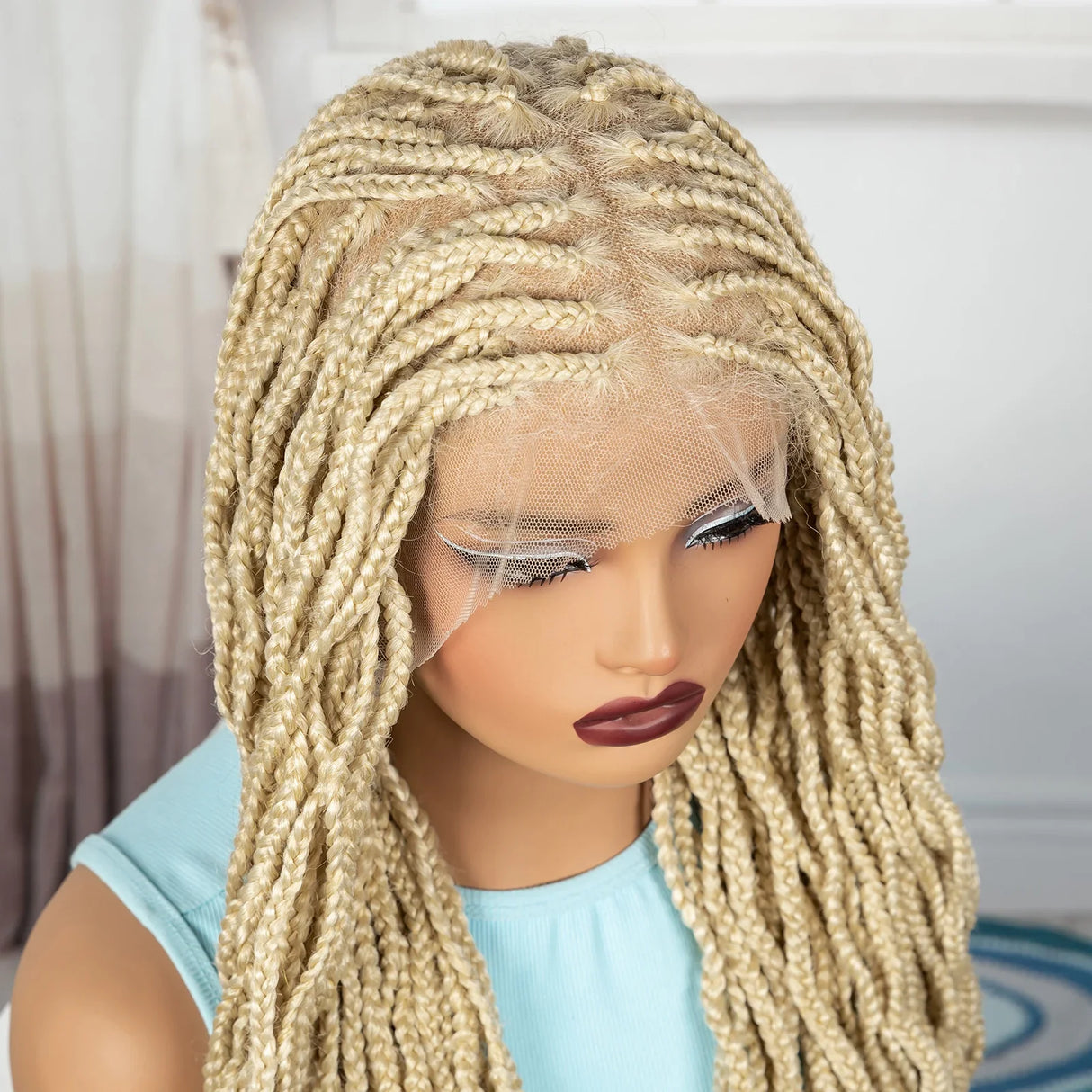 36" Boho Box Braids Wig with Curly Accents | HD Full Lace | Baby Hair