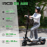 Trottinette électrique RCB D5, homologuée pour la route (ABE), moteur 500 W, pneus increvables 10 pouces, contrôle par application, double amortisseur