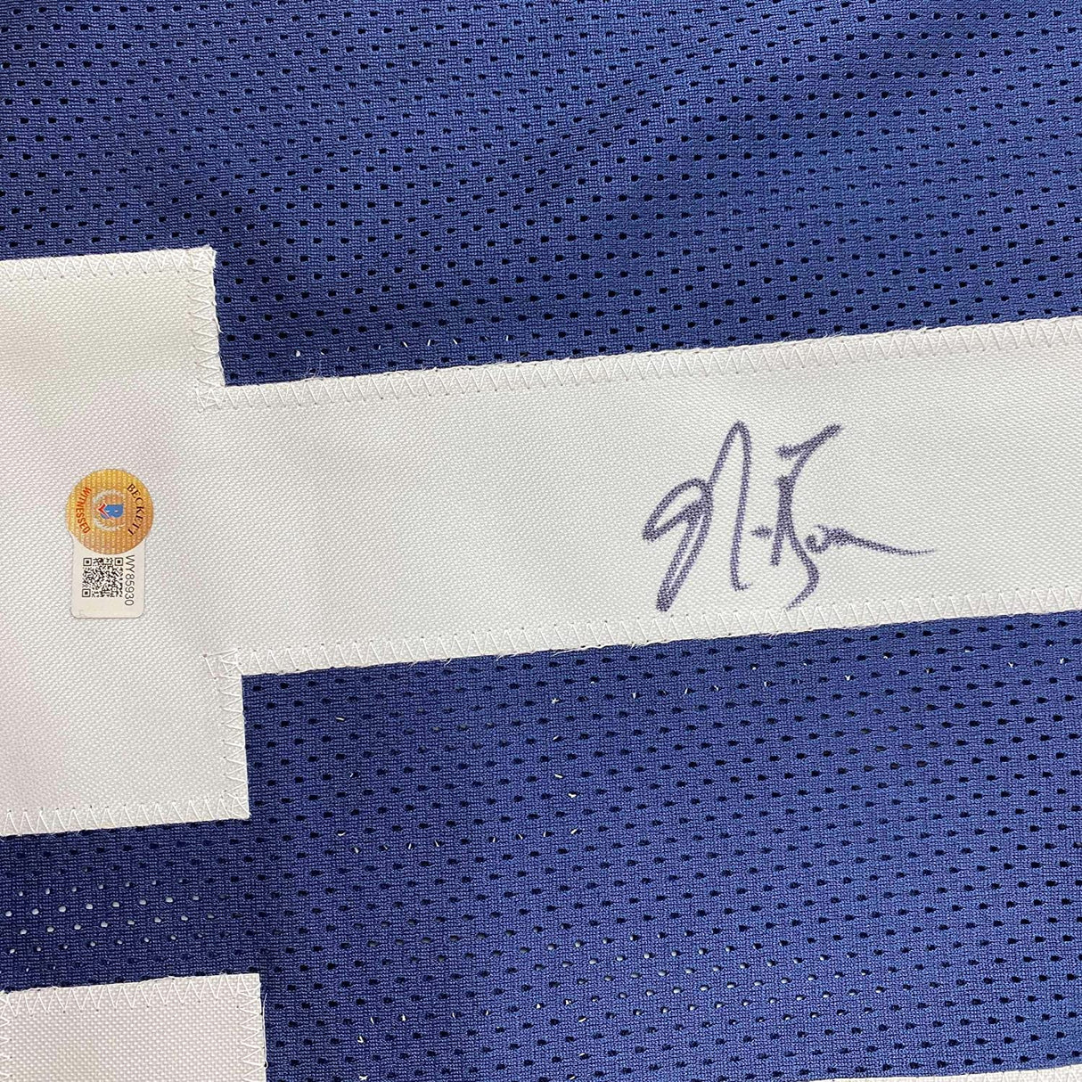 Camiseta de fútbol americano universitario azul de Penn State, enmarcada, autografiada y firmada por NaVorro Bowman, 35 x 39, Beckett BAS COA