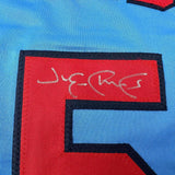 Camiseta de béisbol azul de San Luis de 35 x 39, enmarcada y autografiada de Jim Edmonds (JSA COA)