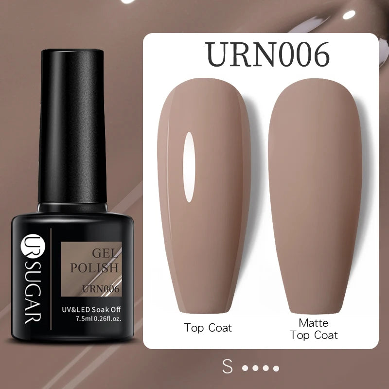 URSUGAR 7.5ml Solid Color Gel Polsih Classic Matte Glossy DIY Nail Art Trendy Reflective Glitter Nail Gel UV LED Soak Off