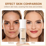 Base líquida con hialuronato, corrector de larga duración, crema BB, nutritiva con vitamina E, resistente al agua, modulable, mejora la uniformidad de la piel.
