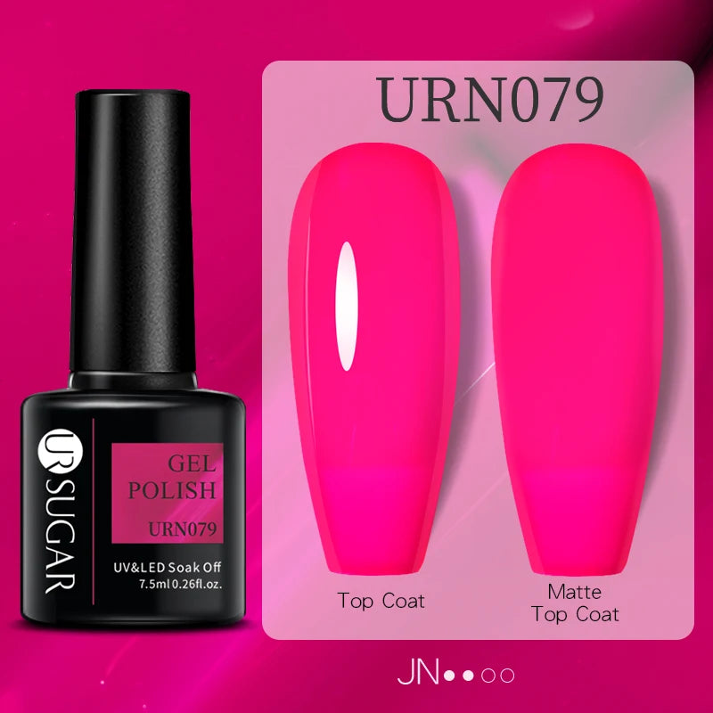 URSUGAR 7.5ml Solid Color Gel Polsih Classic Matte Glossy DIY Nail Art Trendy Reflective Glitter Nail Gel UV LED Soak Off