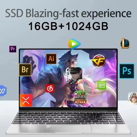 2025 Original Laptop 14.1 Inch Windows 11 Ultra Slim Notebook Gamer Intel N3700 16GB 1024GB 1920*1080 Display Office computer - Lootquake