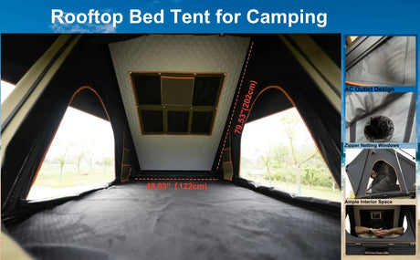Adventurer Plus Rooftop Tent Hardshell with Side Awning, Air Conditioner Outlet with Bracket, Replaceable Rain Flies - Lootquake