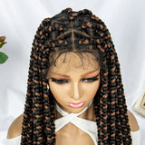 32" Triangle Knotless Box Braids Wig | KIMA Full Lace Front Braided Wig | Transparent Lace | Synthetic Braids