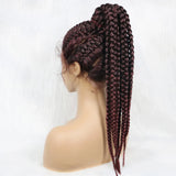 24" Box Braids 360 Lace Front Wig | Ponytail Style | Baby Hair | Synthetic African Braiding Hair