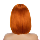 180D Orange/Ginger & Blonde Straight Human Hair Bob Wig with Bangs | Full Machine Made Remy for Women (P4/30, 613, 99J, T1B/27)