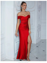 Adyce New Evening Maxi Long Dress For Women Elegant Off Shoulder Strapless Sexy High Split Club Party Celebrity Evening Vestidos - Lootquake
