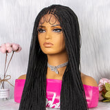 30" Twist Braided Lace Front Wig | Knotless Braids | Long Straight Hair | Heat Resistant Synthetic Wig | For Black Women