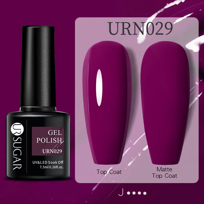 URSUGAR 7.5ml Solid Color Gel Polsih Classic Matte Glossy DIY Nail Art Trendy Reflective Glitter Nail Gel UV LED Soak Off