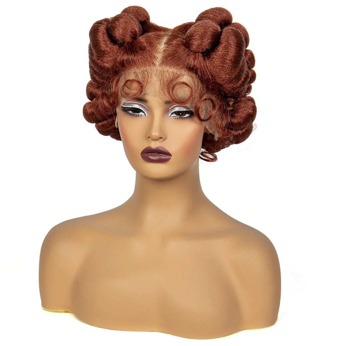 350# Ginger Orange Bantu Knotless Braids Wig | Full Lace | Baby Hair