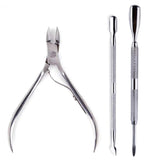 4 Pcs/Set Professional Stainless Steel Nail Cutter Scissor Nippers Muti Function Cuticle Pusher Remover Nail Care Manicure Kits
