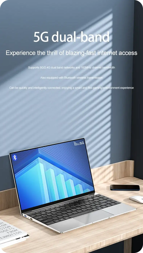 14.1" Ultra-Slim Laptop 16GB RAM 2TB SSD Intel CPU Windows 11 Pro FHD Anti-Glare Multilingual Office/Study PC - Lootquake