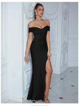 Adyce New Evening Maxi Long Dress For Women Elegant Off Shoulder Strapless Sexy High Split Club Party Celebrity Evening Vestidos - Lootquake