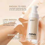 Base líquida con hialuronato, corrector de larga duración, crema BB, nutritiva con vitamina E, resistente al agua, modulable, mejora la uniformidad de la piel.