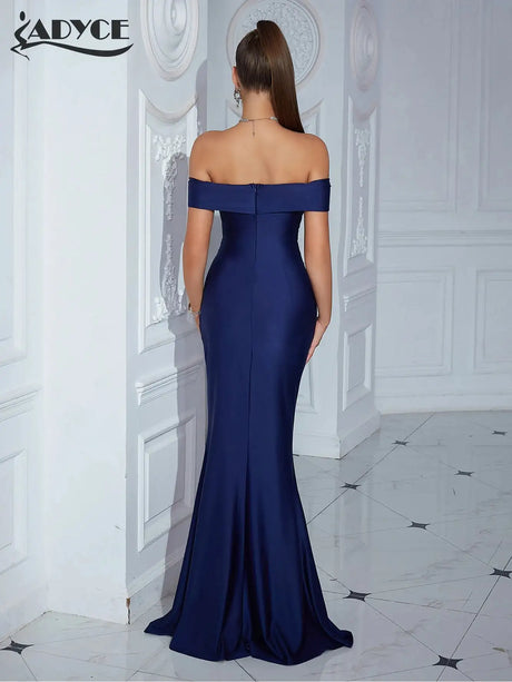 Adyce New Evening Maxi Long Dress For Women Elegant Off Shoulder Strapless Sexy High Split Club Party Celebrity Evening Vestidos - Lootquake