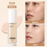 Base líquida con hialuronato, corrector de larga duración, crema BB, nutritiva con vitamina E, resistente al agua, modulable, mejora la uniformidad de la piel.