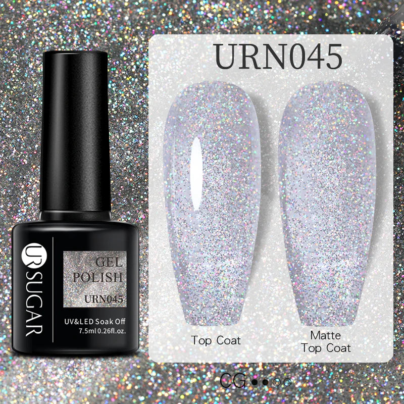 URSUGAR 7.5ml Solid Color Gel Polsih Classic Matte Glossy DIY Nail Art Trendy Reflective Glitter Nail Gel UV LED Soak Off