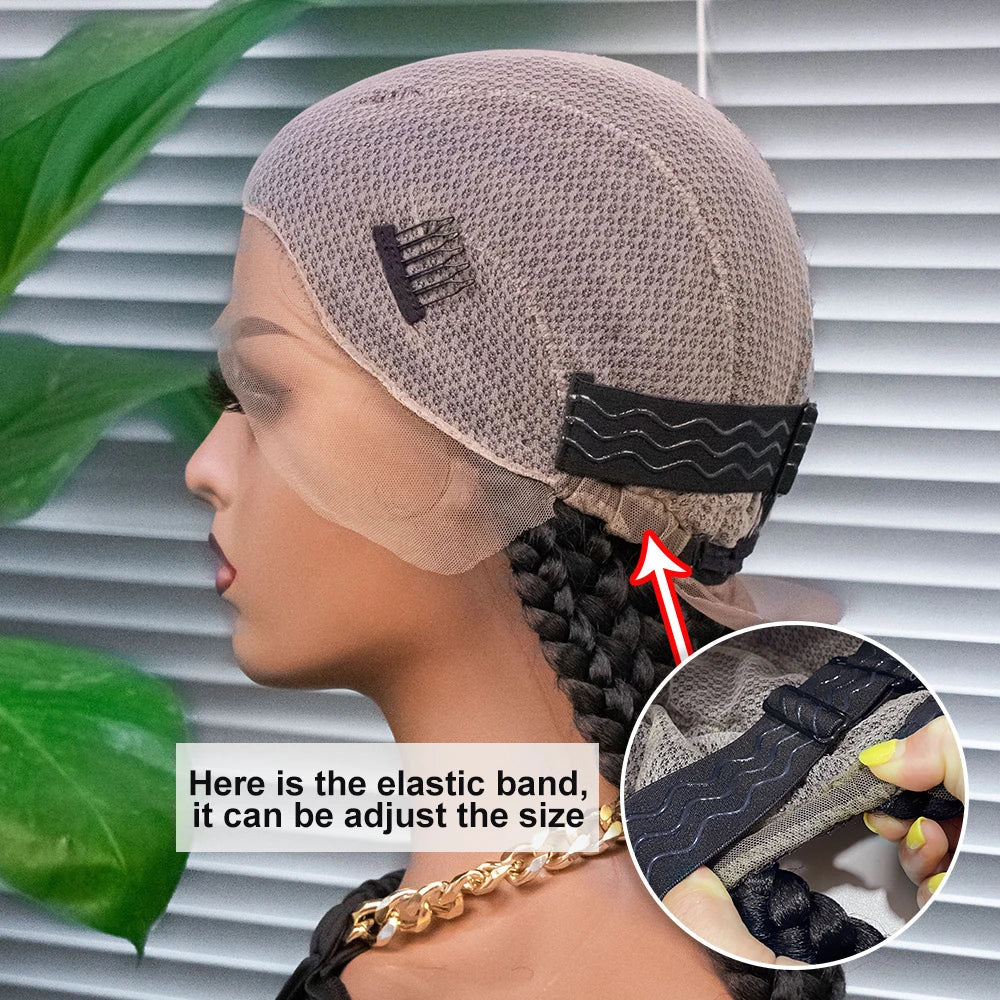 36" Long Cornrow Braids Wig | Full Lace Frontal | Baby Hair