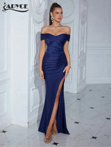 Adyce New Evening Maxi Long Dress For Women Elegant Off Shoulder Strapless Sexy High Split Club Party Celebrity Evening Vestidos - Lootquake