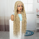 36" Boho Box Braids Wig with Curly Accents | HD Full Lace | Baby Hair