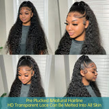 250% Density 30-34 Inch 13x6 HD Transparent Lace Frontal Wig - Deep Wave - Virgin Human Hair