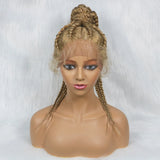 24" Box Braids 360 Lace Front Wig | Ponytail Style | Baby Hair | Synthetic African Braiding Hair