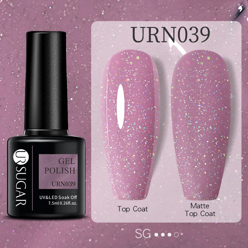 URSUGAR 7.5ml Solid Color Gel Polsih Classic Matte Glossy DIY Nail Art Trendy Reflective Glitter Nail Gel UV LED Soak Off